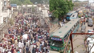 রাজধানীর নিউমার্কেটে উপচে পড়া ভিড়, বাইরে যানজট