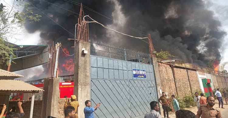 শ্রীপুরে তুলার গুদামে ভয়াবহ আগুন