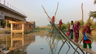 গলার কাঁটা ৪ কোটির সেতু! ঝুঁকিপূর্ণ সাঁকোতে পারপার