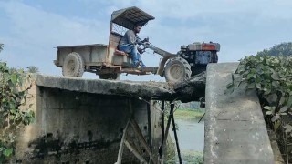 গাংনীতে ভাঙ্গা সেতুতে বাঁশের ঠেকনা!