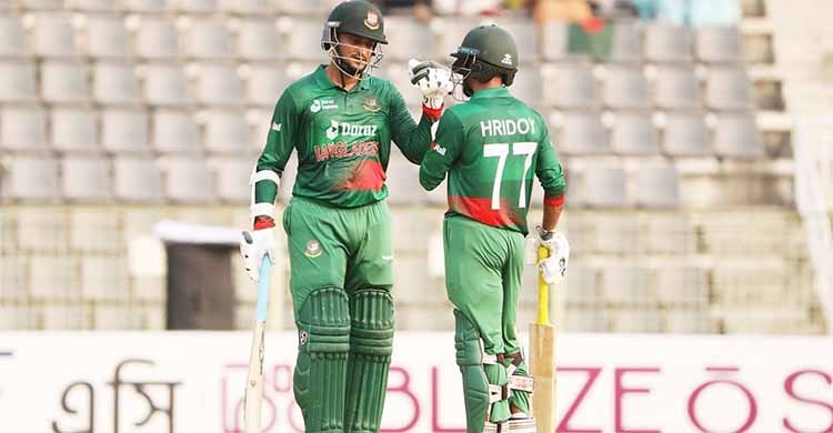 Shakib, Hridoy lift Bangladesh to its ODI highest 338-8