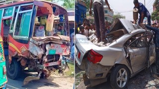 বগুড়ায় ঈদযাত্রার বাস-প্রাইভেটকারের মুখোমুখি সংঘর্ষ, নিহত ৩