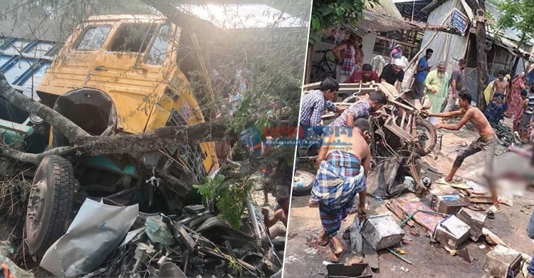 ঝালকাঠিতে ট্রাক-প্রাইভেটকার-অটোরিকশার ত্রিমুখী সংঘর্ষ, নিহত ১২