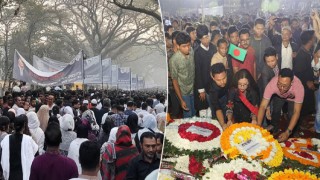 ভাষা শহীদদের শ্রদ্ধা জানাতে কেন্দ্রীয় শহীদ মিনারে মানুষের ঢল